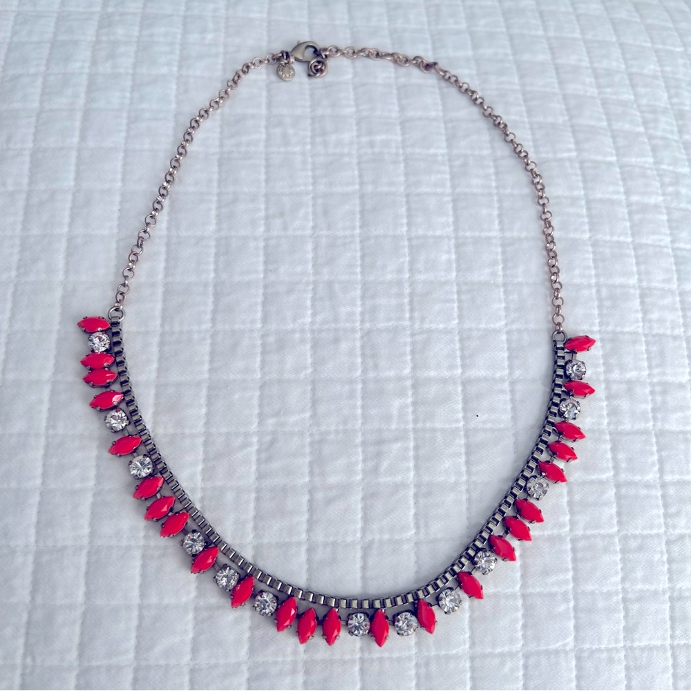 J Crew Statement Coral Diamond Necklace